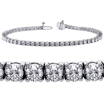4.00 CT 4 Prong Round Diamond Tennis Bracelet in 14k White Gold H/SI